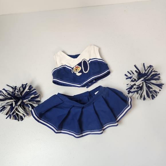 Build-A-Bear Other - Build a Bear Cheerleader Outfit Blue White Top Skirt Pom Poms